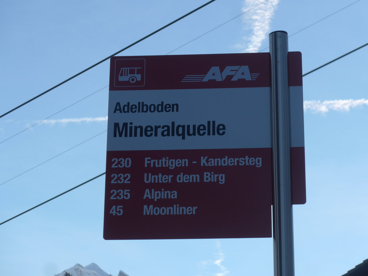 (200'236) - AFA-Haltestelle - Adelboden, Mineralquelle - am 25. Dezember 2018