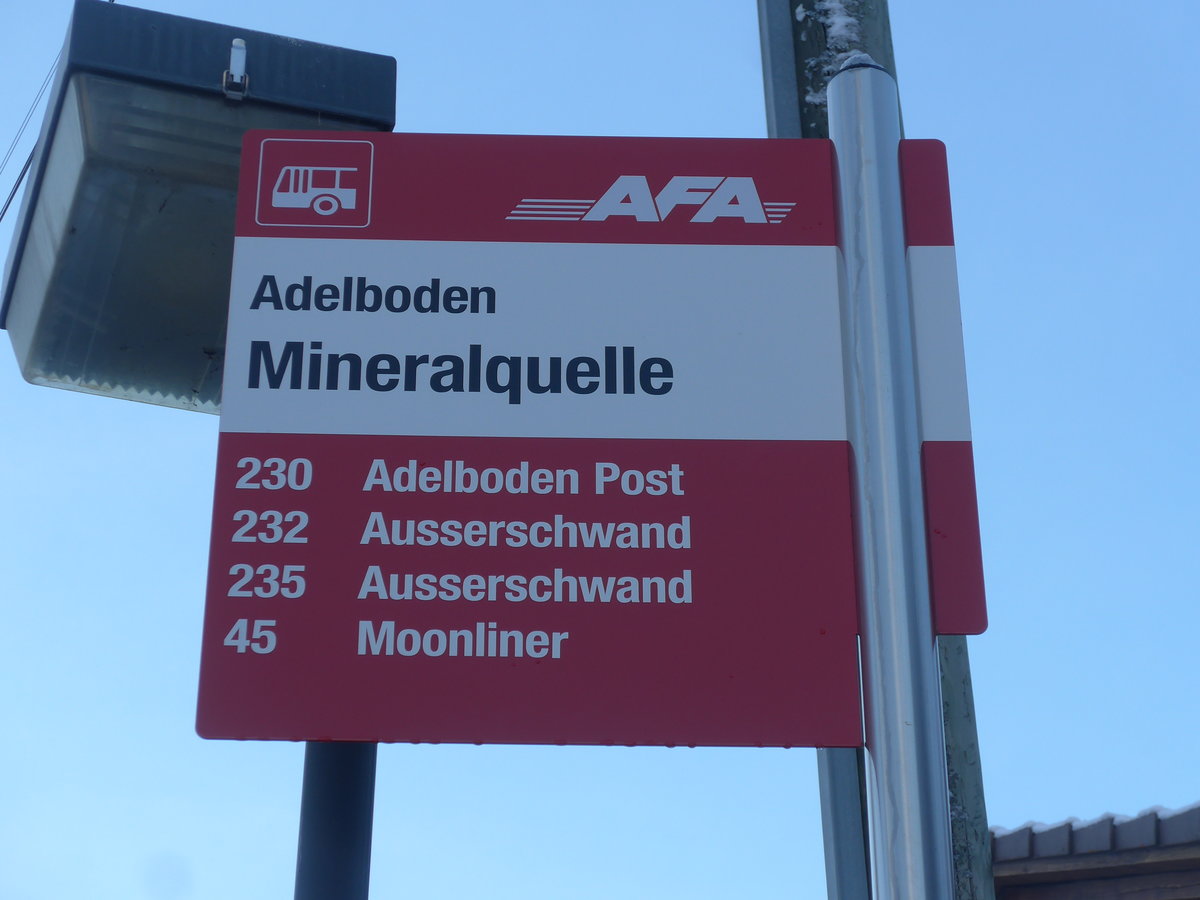 (200'237) - AFA-Haltestelle - Adelboden, Mineralquelle - am 25. Dezember 2018