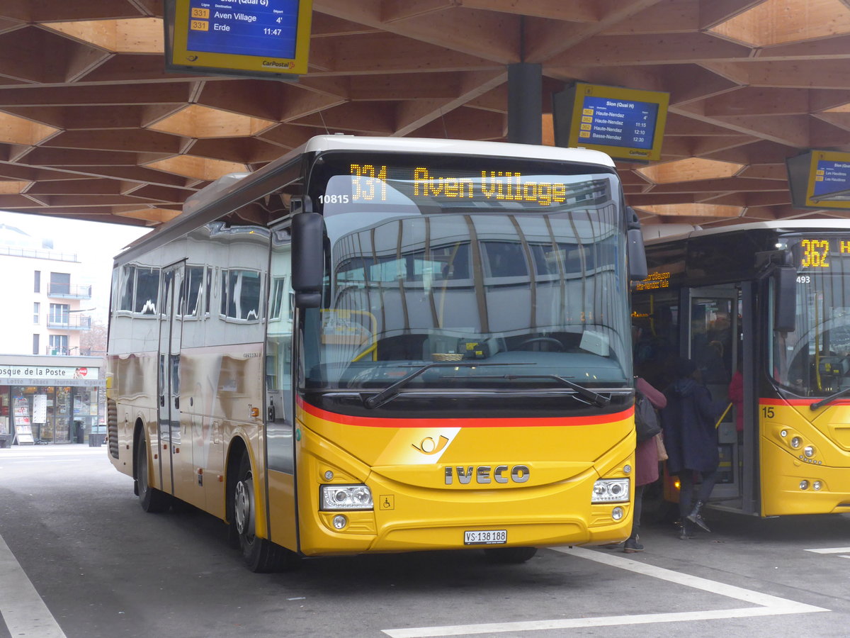 (200'338) - Evquoz, Erde - VS 138'188 - Iveco am 30. Dezember 2018 beim Bahnhof Sion