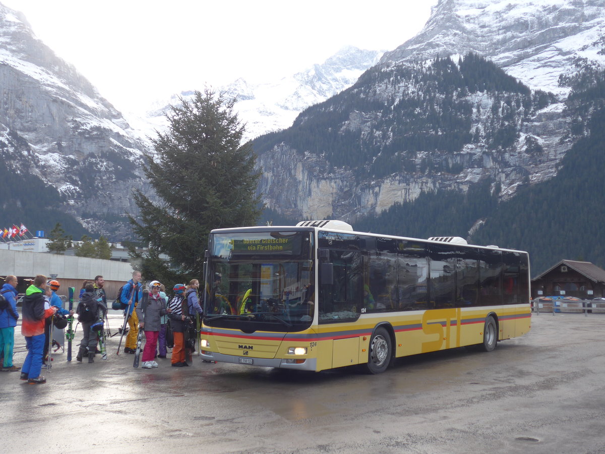 (200'474) - STI Thun - Nr. 124/BE 700'124 - MAN am 1. Januar 2019 beim Bahnhof Grindelwald (Einsatz AVG G.)