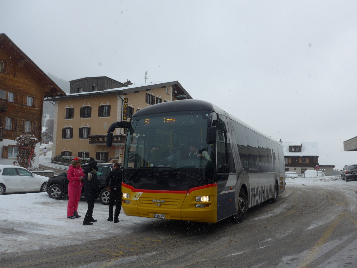 (200'591) - PostAuto Graubnden - GR 162'988 - MAN am 2. Januar 2019 in Flims, Post