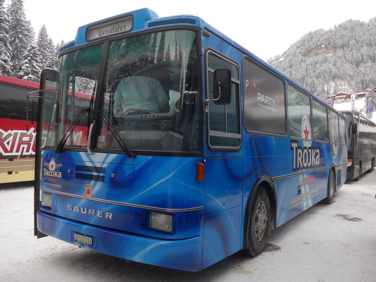 (200'729) - Party-Bus, Ruswil - LU 117'114 - Saurer/R&J (ex Hsler, Rickenbach) am 12. Januar 2019 in Adelboden, ASB