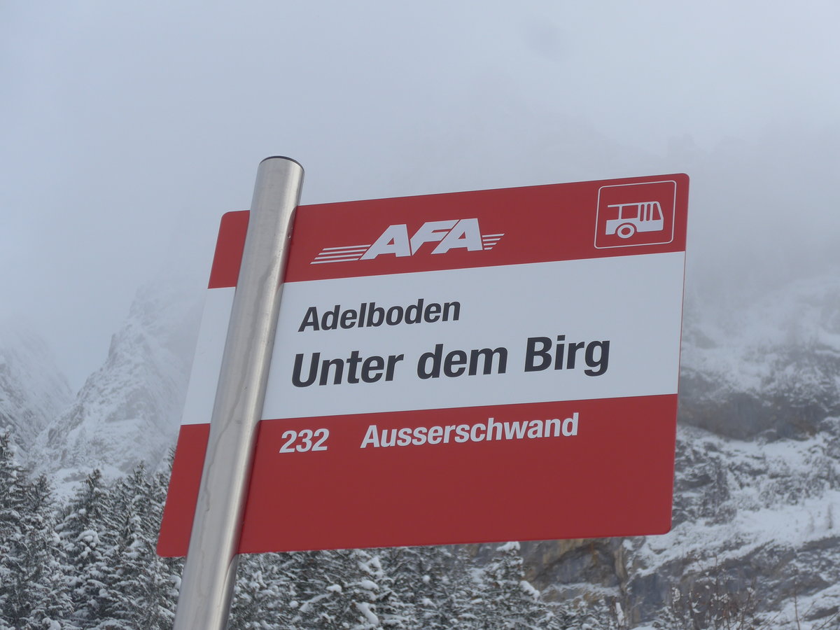 (200'893) - AFA-Haltestelle - Adelboden, Unter dem Birg - am 12. Januar 2019