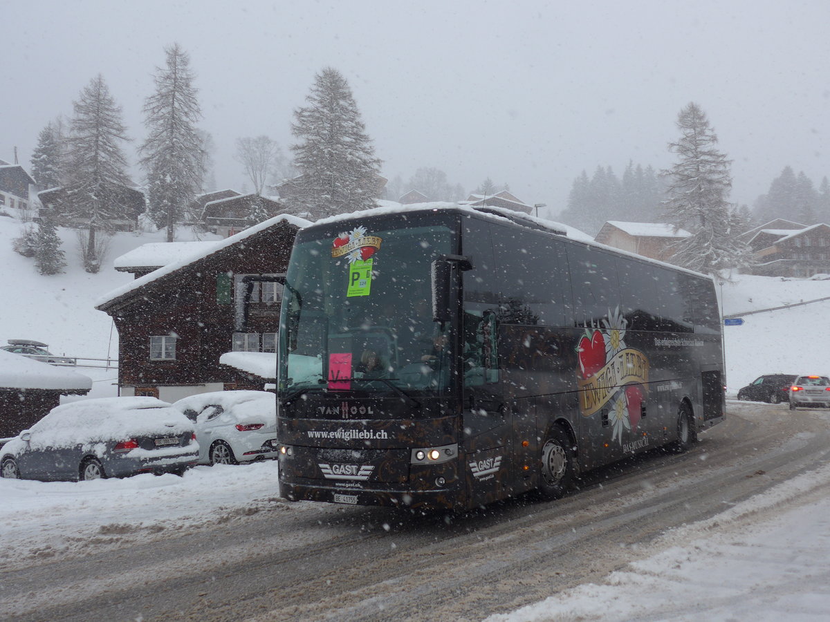 (201'099) - Gast, Utzenstorf - BE 41'755 - Van Hool am 13. Januar 2019 in Adelboden, Oey