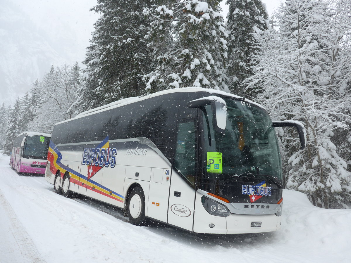 (201'171) - Funi-Car, Biel - Nr. 14/BE 208'414 - Setra am 13. Januar 2019 in Adelboden, Unter dem Birg