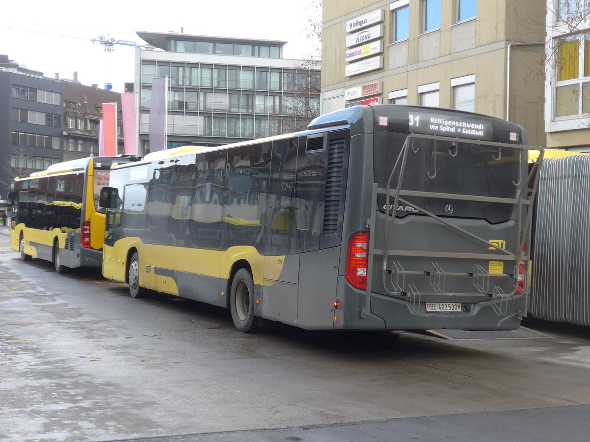 (201'372) - STI Thun - Nr. 500/BE 403'500 - Mercedes am 28. Januar 2019 beim Bahnhof Thun