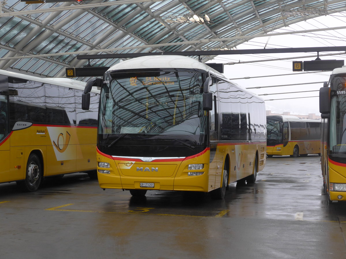 (201'384) - PostAuto Graubnden - GR 173'201 - MAN am 2. Februar 2019 in Chur, Postautostation