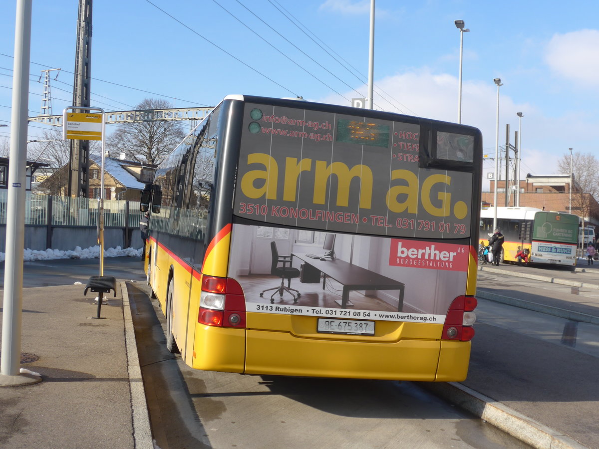 (201'468) - PostAuto Bern - Nr. 541/BE 675'387 - MAN am 4. Februar 2019 beim Bahnhof Mnsingen