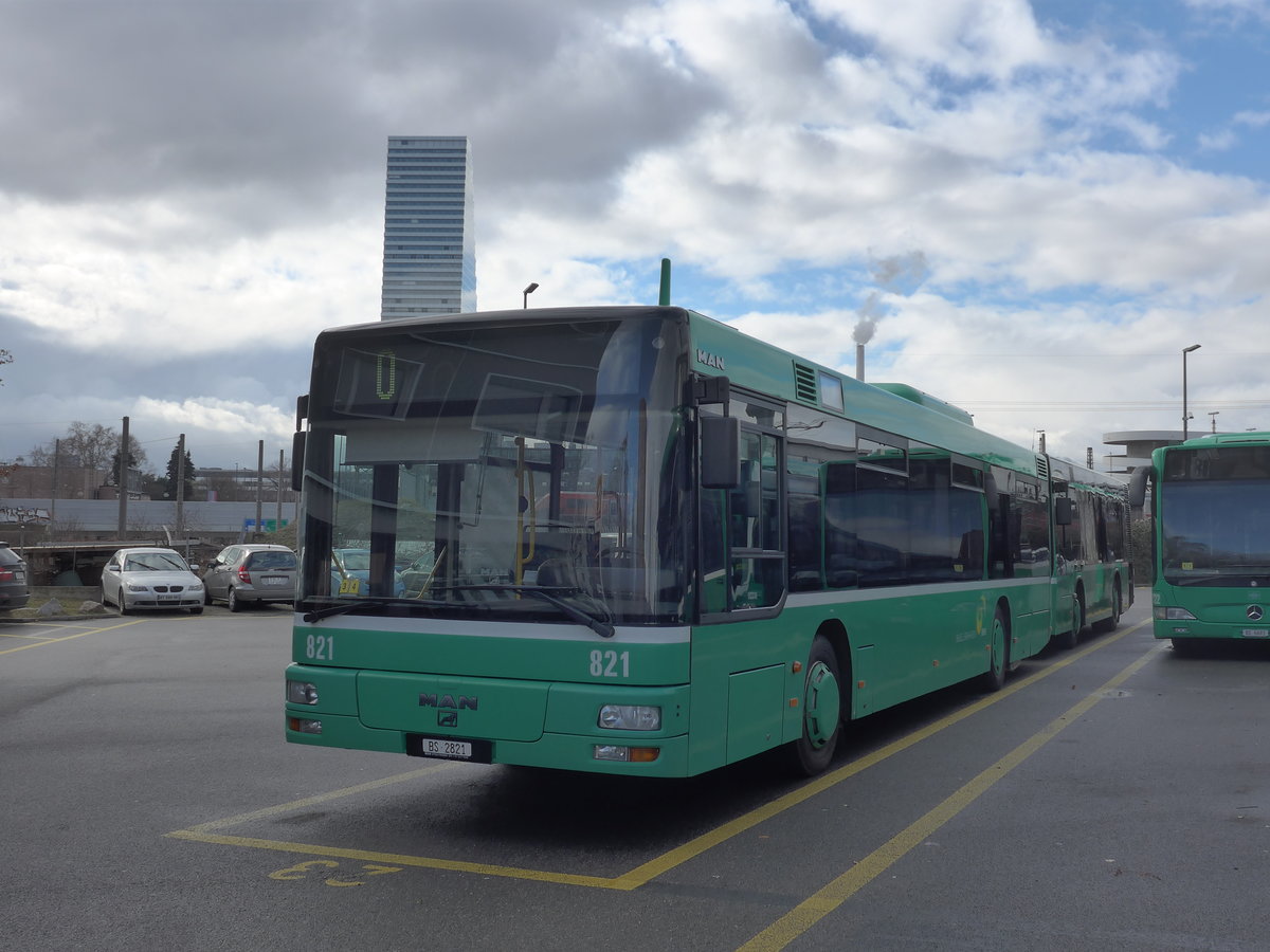 (201'528) - BVB Basel - Nr. 821/BS 2821 - MAN am 11. Februar 2019 in Basel, Garage Rankstrasse