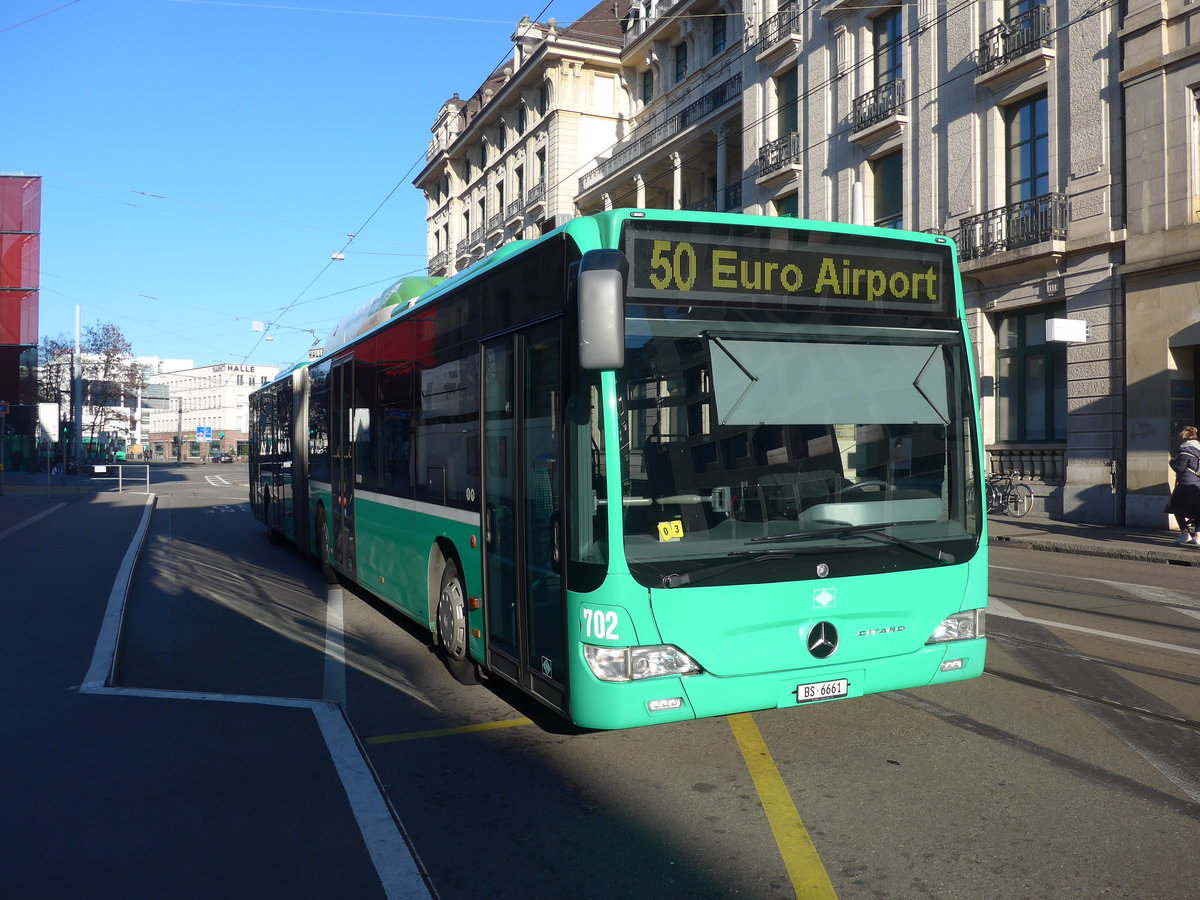 (201'567) - BVB Basel - Nr. 702/BS 6661 - Mercedes am 16. Februar 2019 beim Bahnhof Basel