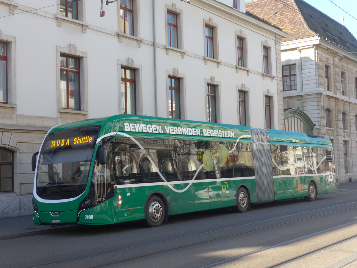 (201'575) - BVB Basel - Nr. 7100/BS 99'100 - VDL am 16. Februar 2019 beim Bahnhof Basel