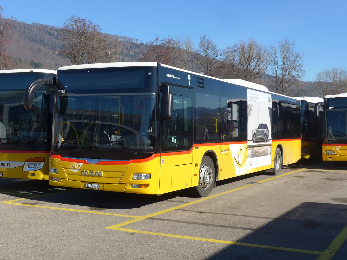 (201'591) - CarPostal Ouest - JU 52'036 - MAN (ex Nr. 61) am 16. Februar 2019 in Develier, Parkplatz