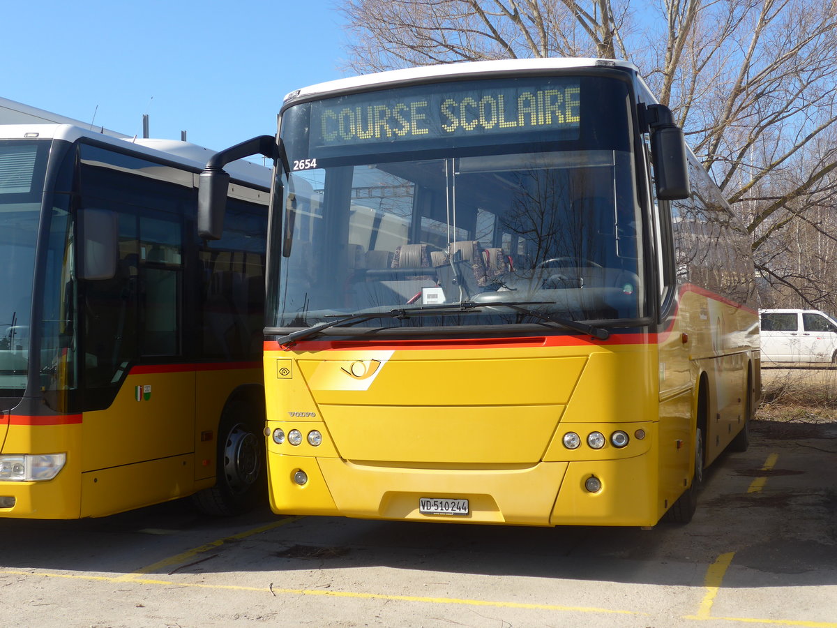 (201'614) - CarPostal Ouest - VD 510'244 - Volvo (ex P 25'165) am 16. Februar 2019 in Yverdon, Garage