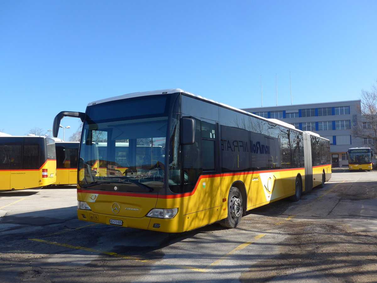 (201'618) - CarPostal Ouest - VD 570'805 - Mercedes (ex SAPJV, L'Isle Nr. 70) am 16. Februar 2019 in Yverdon, Garage