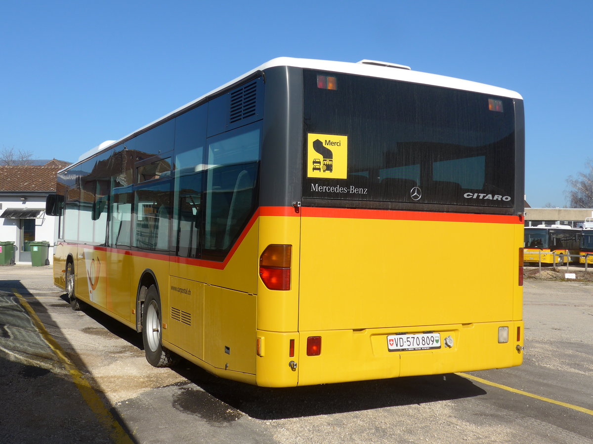 (201'624) - CarPostal Ouest - VD 570'809 - Mercedes (ex SAPJV, L'Isle Nr. 13) am 16. Februar 2019 in Yverdon, Garage