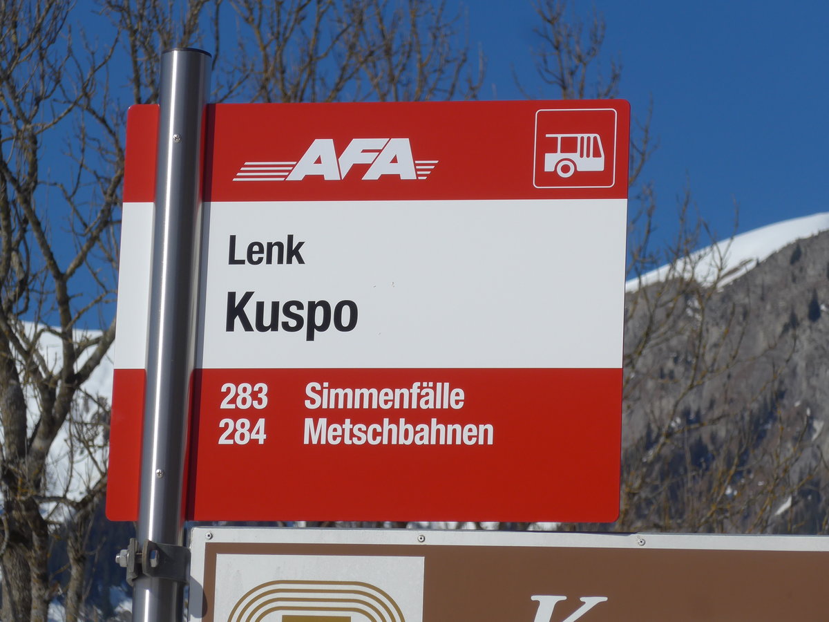(201'679) - AFA-Haltestelle - Lenk, Kuspo - am 17. Februar 2019