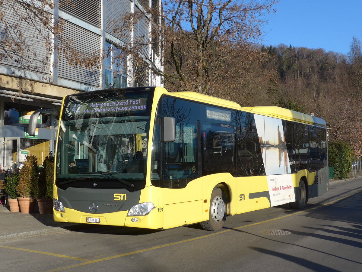 (201'699) - STI Thun - Nr. 191/BE 804'191 - Mercedes am 17. Februar 2019 bei der Schifflndte Thun