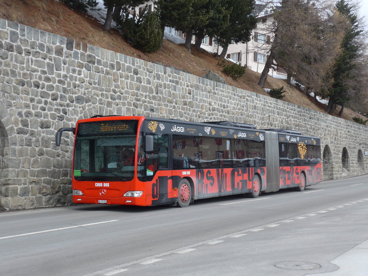 (202'068) - SBC Chur - Nr. 55/GR 155'855 - Mercedes am 10. Mrz 2019 beim Bahnhof St. Moritz