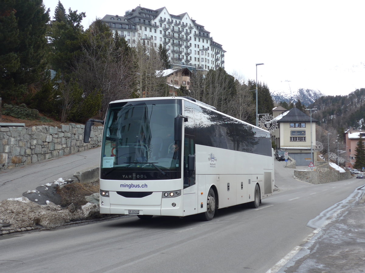 (202'103) - Ming, Sils-Maria - GR 162'649 - Van Hool am 10. Mrz 2019 in St. Moritz, Via Serlas