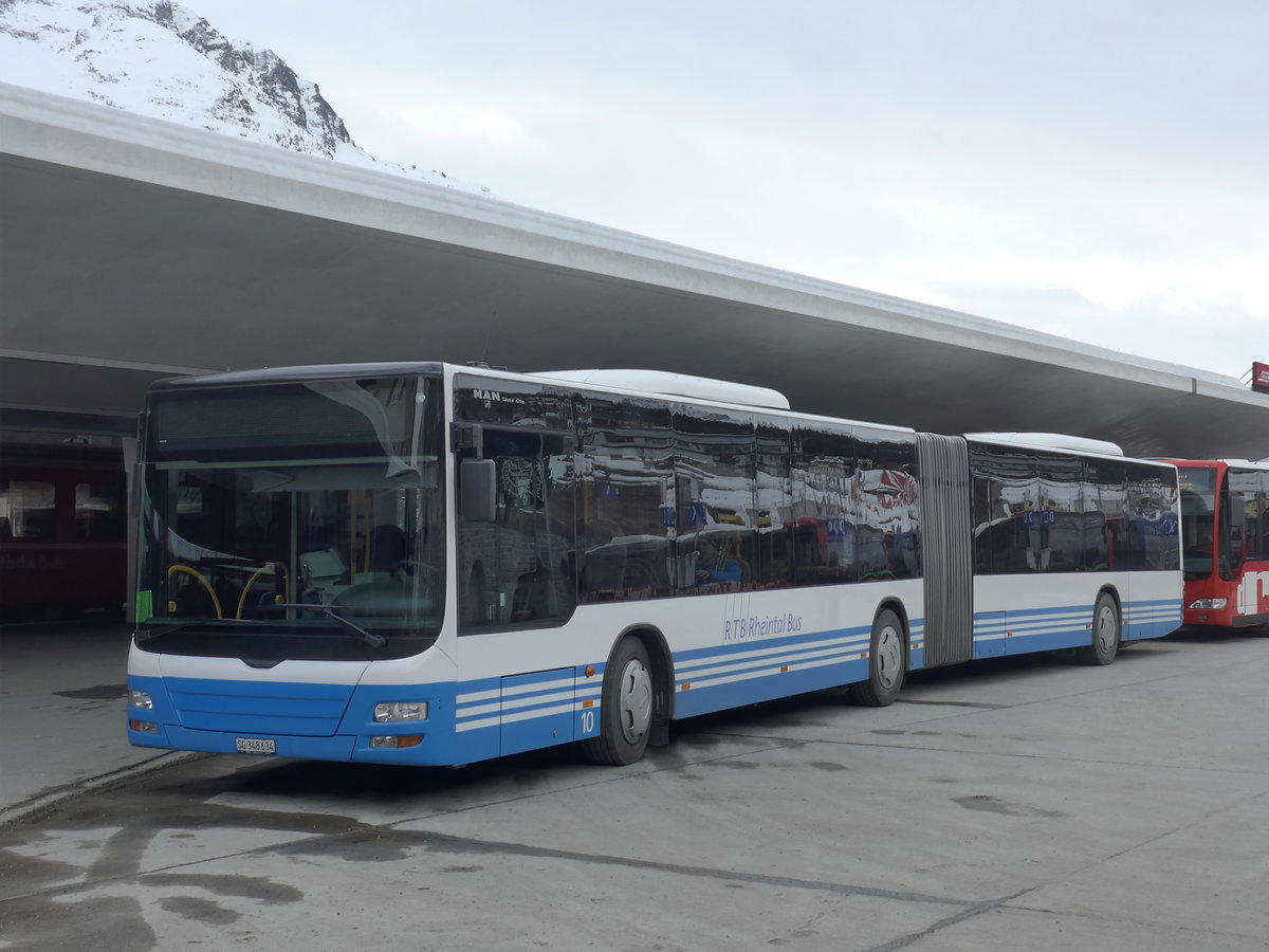 (202'104) - RTB Altsttten - Nr. 10/SG 348'634 - MAN am 10. Mrz 2019 beim Bahnhof St. Moritz