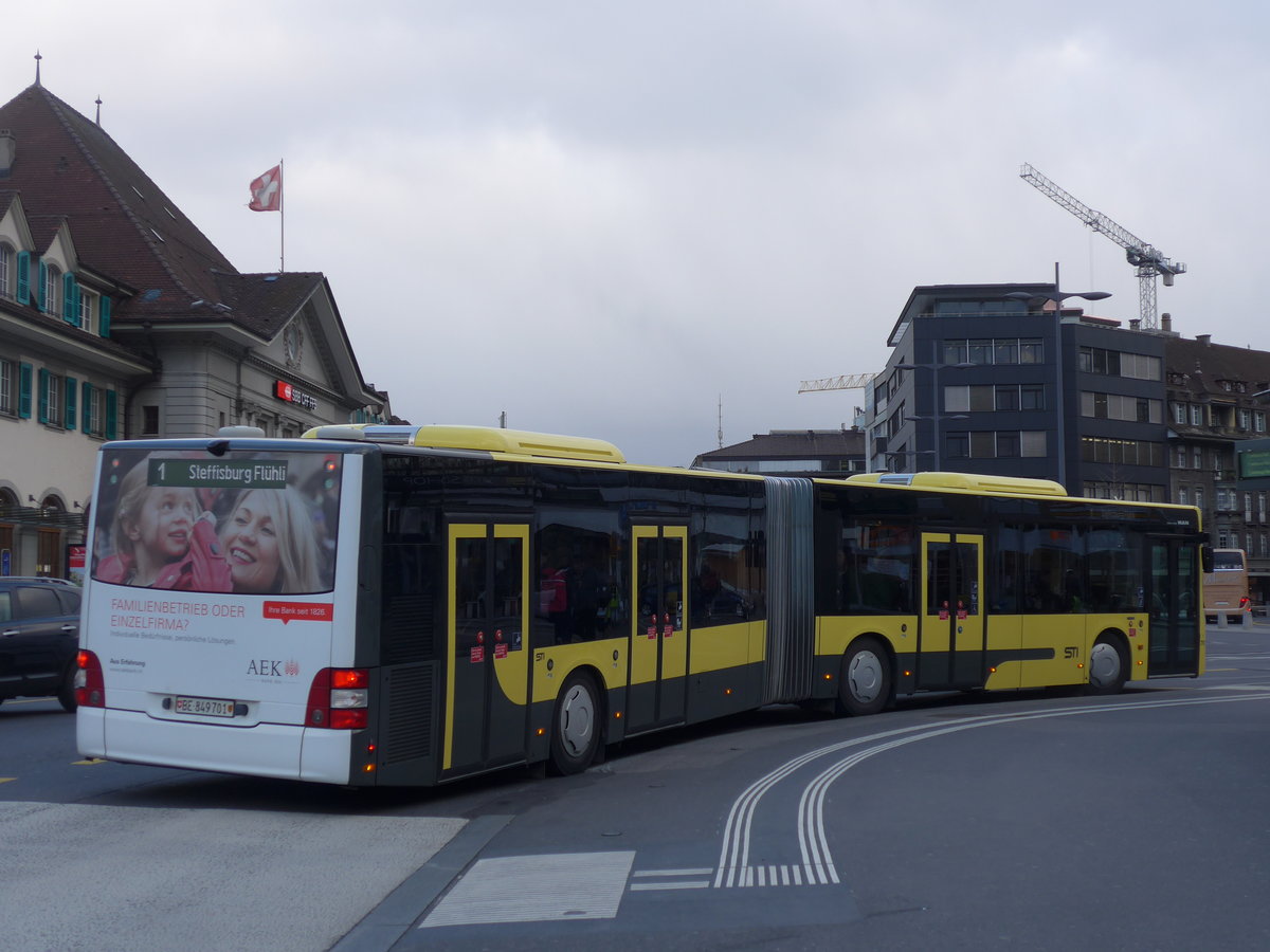 (202'143) - STI Thun - Nr. 701/BE 849'701 - MAN am 11. Mrz 2019 beim Bahnhof Thun