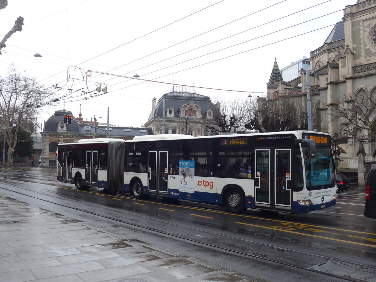 (202'225) - TPG Genve - Nr. 155/GE 960'539 - Mercedes am 11. Mrz 2019 in Genve, Place des Vingt-Deux-Cantons