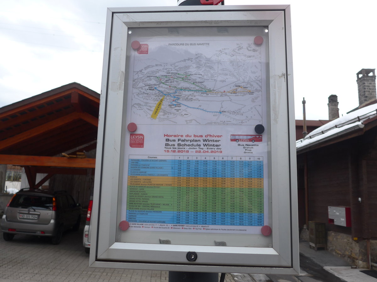 (202'463) - Fahrplaninfo  Bus Navette  am 17. Mrz 2019 in Leysin