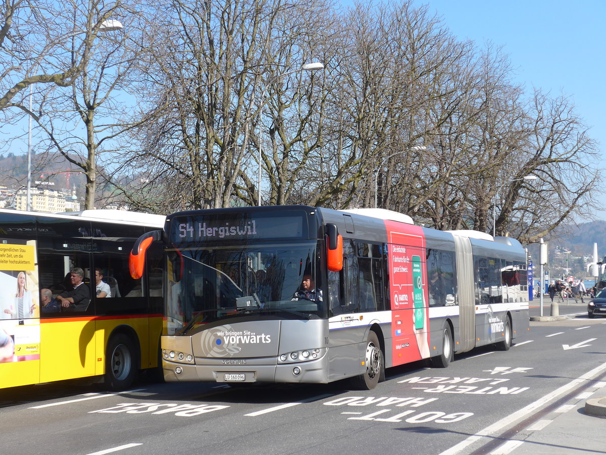 (202'991) - AAGR Rothenburg - Nr. 10/LU 160'096 - Solaris am 23. Mrz 2019 beim Bahnhof Luzern