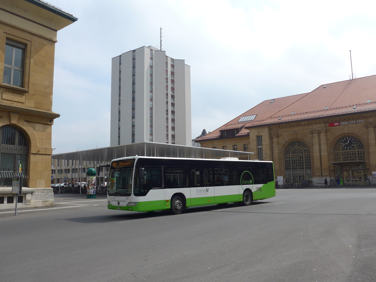 (203'594) - transN, La Chaux-de-Fonds - Nr. 317/NE 49'217 - Mercedes (ex TRN La Chaux-de-Fonds Nr. 317) am 13. April 2019 beim Bahnhof La Chaux-de-Fonds