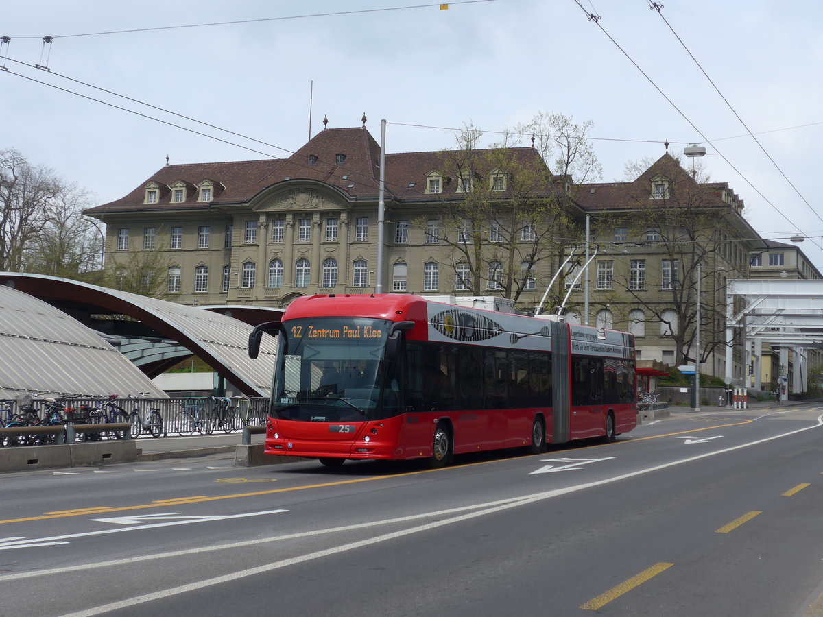 (203'659) - Bernmobil, Bern - Nr. 25 - Hess/Hess Gelenktrolleybus am 14. April 2019 in Bern, Schanzenstrasse