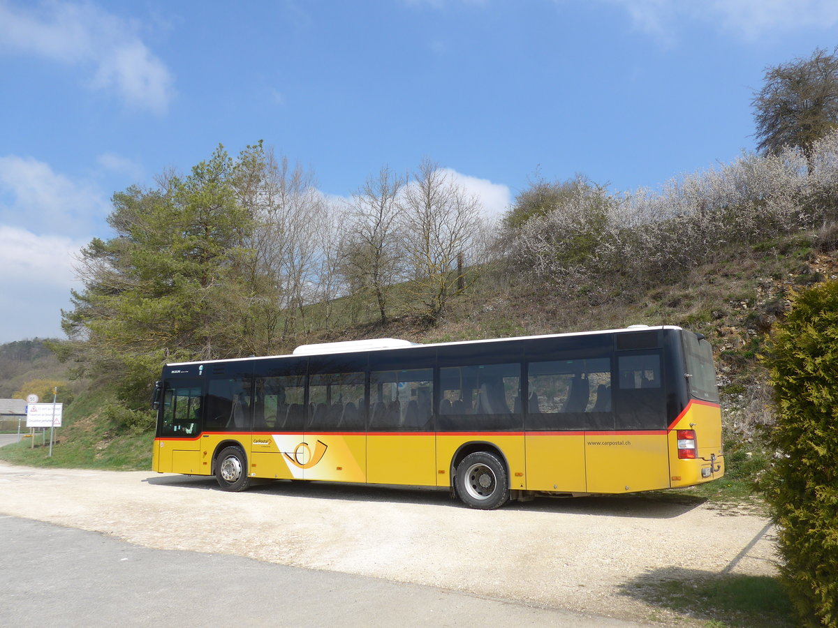 (203'710) - CarPostal Ouest - JU 51'279 - MAN (ex Nr. 13) am 15. April 2019 in Beurnevsin, Endstation