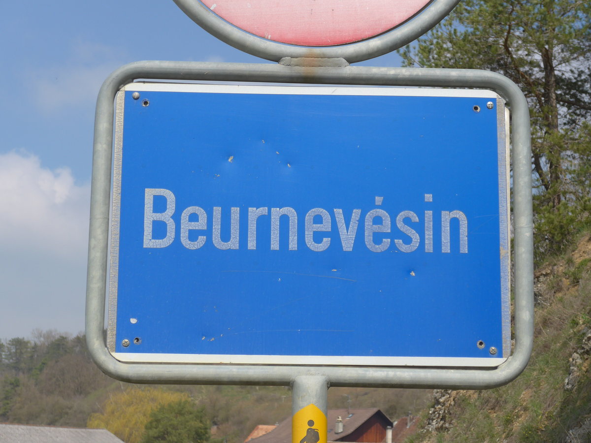 (203'712) - Ortstafel von Beurnevsin am 15. April 2019