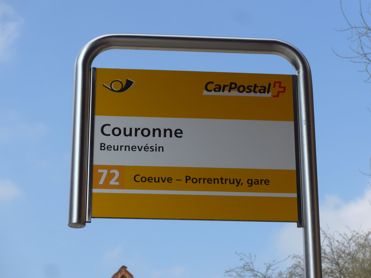 (203'713) - PostAuto-Haltestelle - Beurnevsin, Couronne - am 15. April 2019