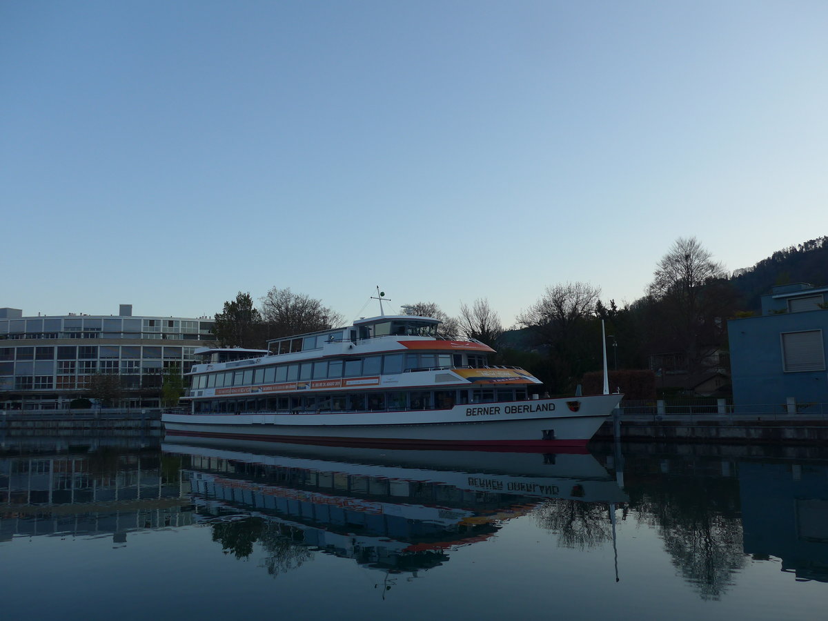 (203'842) - Motorschiff Berner Oberland am 20. April 2019 an der Schifflndte Thun