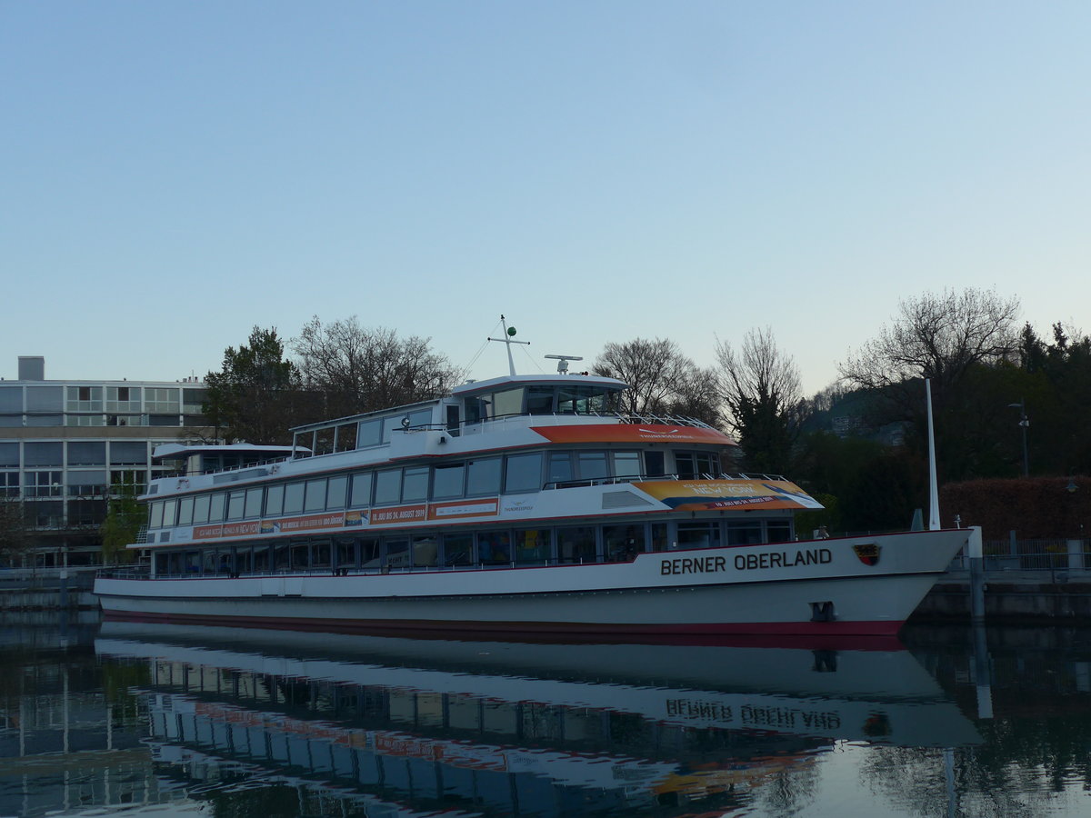(203'843) - Motorschiff Berner Oberland am 20. April 2019 an der Schifflndte Thun