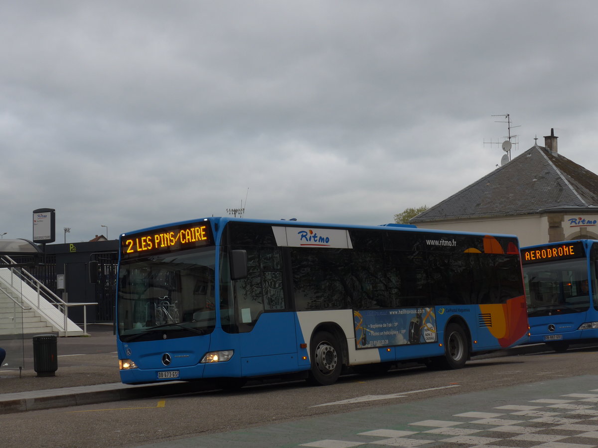 (204'144) - CarPostal, Haguenau - Nr. 121/DB 673 GS - Mercedes am 27. April 2019 beim Bahnhof Haguenau