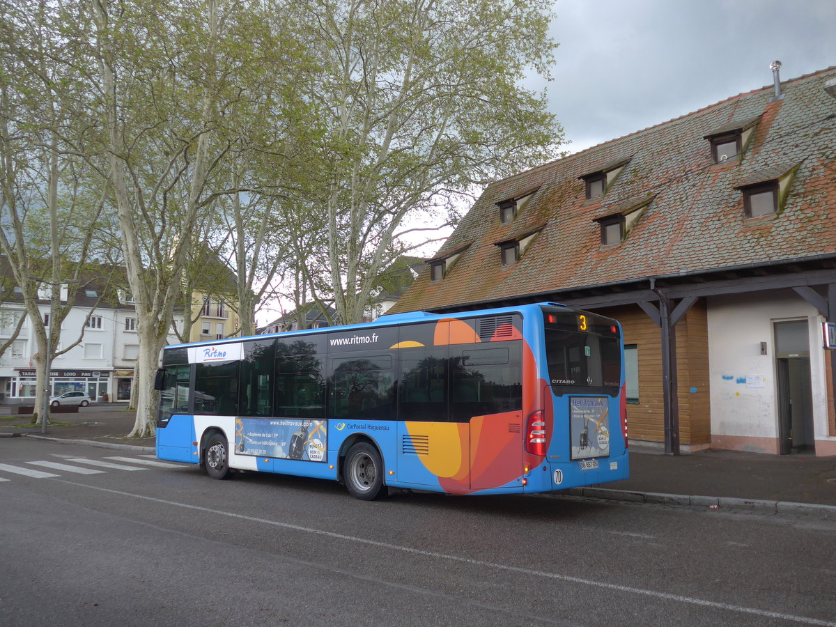 (204'440) - CarPostal, Haguenau - Nr. 118/DB 657 GS - Mercedes am 27. April 2019 beim Bahnhof Haguenau