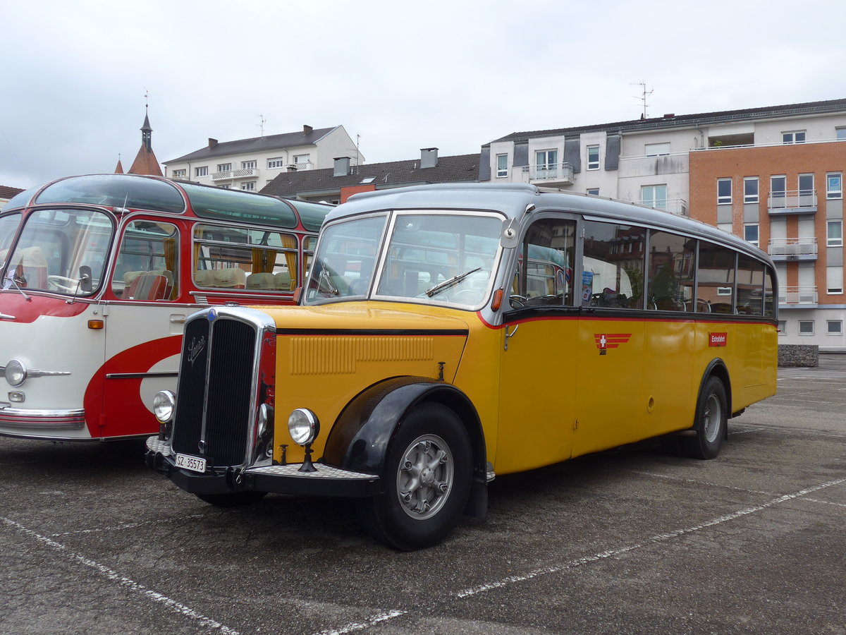 (204'513) - Aus der Schweiz: Kiener, Steinen - SZ 35'573 - Saurer/Eggli (ex Marti, Luzern; ex P 23'095; ex P 2147) am 28. April 2019 in Haguenau, Parkplatz