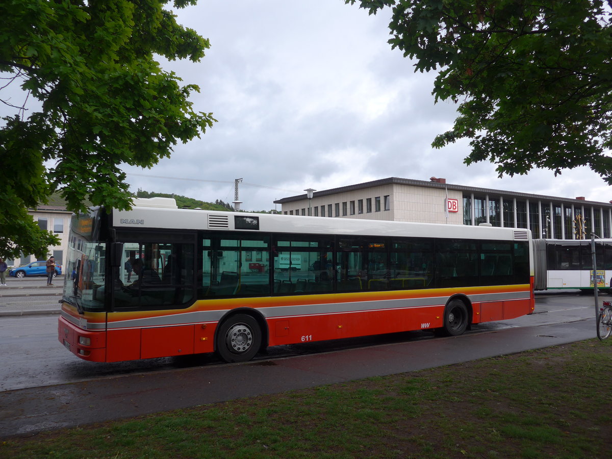 (204'675) - NVG Wrzburg - Nr. 611/W-VV 611 - MAN am 9. Mai 2019 beim Bahnhof Wrzburg