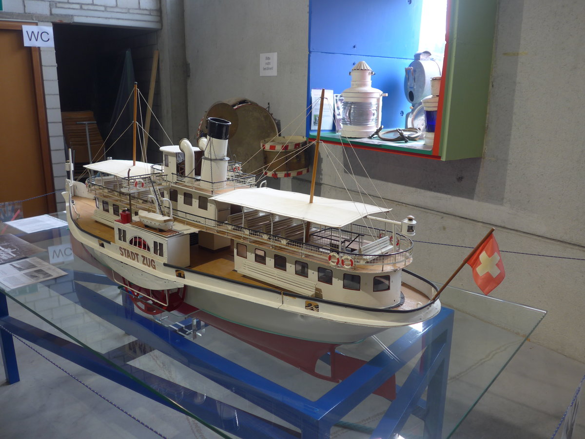 (205'205) - Modell vom Dampfschiff - Stadt Zug - am 18. Mai 2019 in Neuheim, ZDT