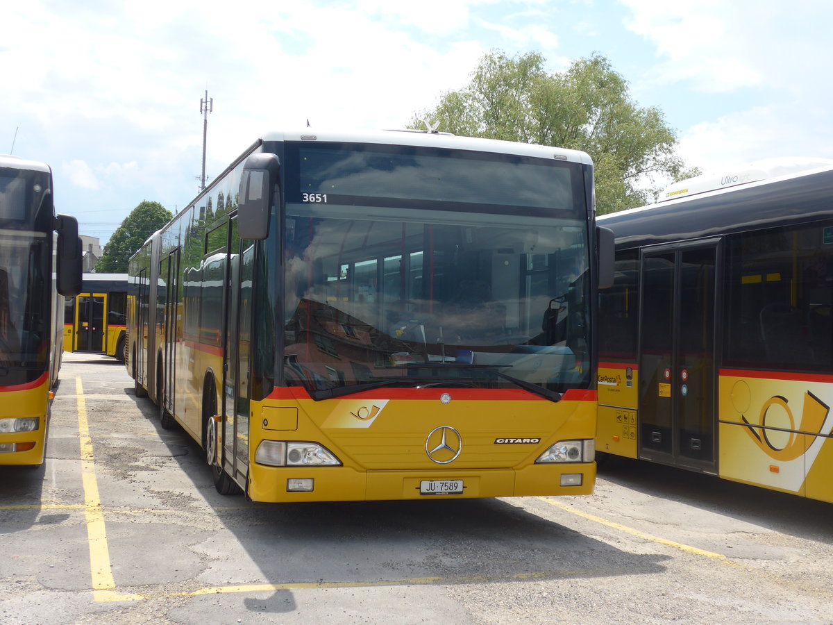 (205'420) - CarPostal Ouest - JU 7589 - Mercedes (ex Nr. 72; ex Stucki, Porrentruy Nr. 12) am 25. Mai 2019 in Yverdon, Garage