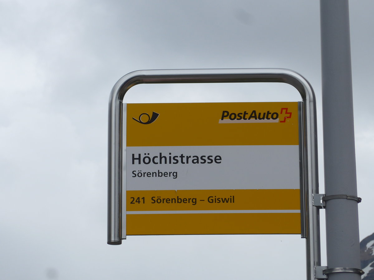 (205'547) - PostAuto-Haltestelle - Srenberg, Hchistrasse - am 27. Mai 2019