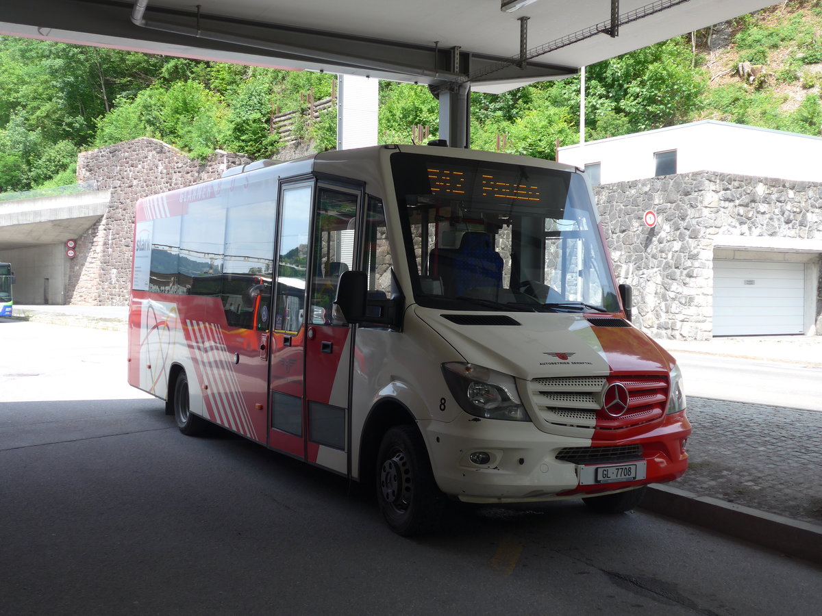 (206'418) - AS Engi - Nr. 8/GL 7708 - Mercedes/Kutsenits am 15. Juni 2019 beim Bahnhof Schwanden