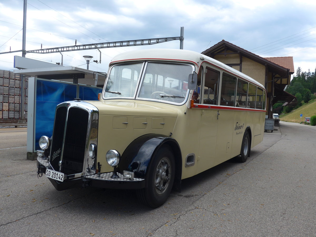 (207'459) - Steiner, Messen - SO 20'142 - Berna/Hess (ex Brtschi, Biberen) am 7. Juli 2019 beim Bahnhof Emmenmatt