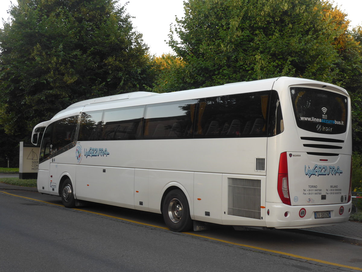 (207'980) - Aus Italien: Azzurra, Torino - Nr. 63/EV-585 DN - Scania/Irizar am 19. Juli 2019 in Thun, Hotel Seepark