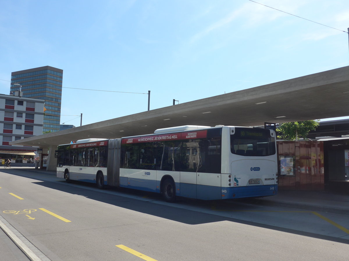 (208'243) - VBZ Zrich - Nr. 543/ZH 730'543 - Neoplan am 1. August 2019 beim Bahnhof Zrich-Oerlikon