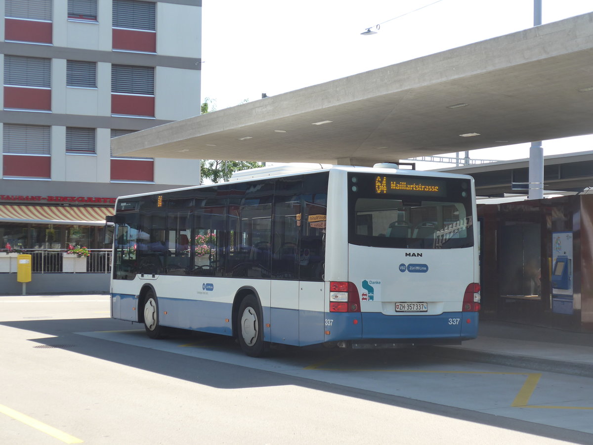 (208'244) - VBZ Zrich - Nr. 337/ZH 357'337 - MAN/Gppel am 1. August 2019 beim Bahnhof Zrich-Oerlikon