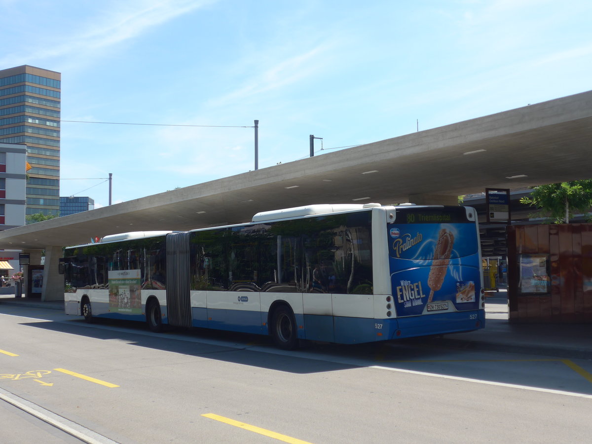 (208'252) - VBZ Zrich - Nr. 527/ZH 730'527 - Neoplan am 1. August 2019 beim Bahnhof Zrich-Oerlikon