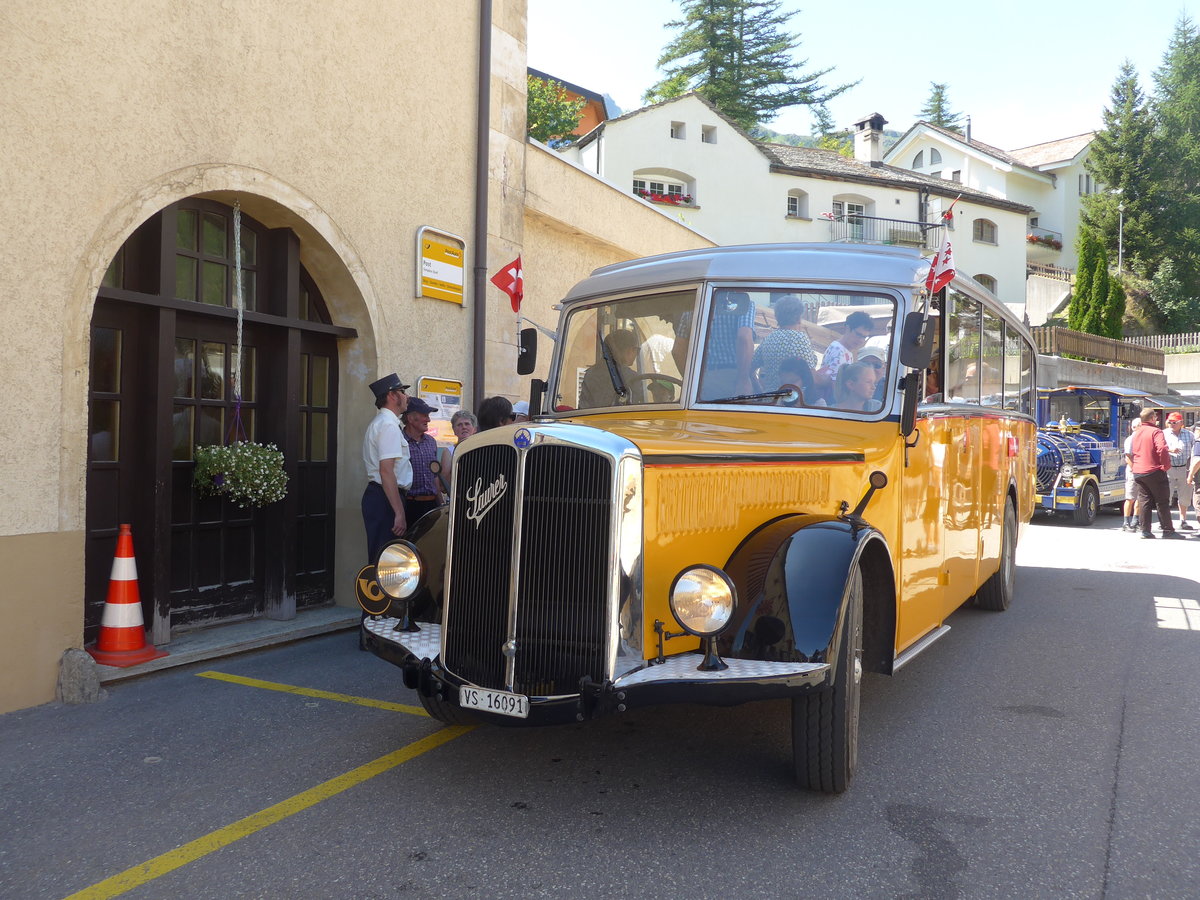 (208'352) - Bonnard, Ayer - VS 16'091 - Saurer/Hess (ex APN Genve; ex Baumgartner, Grenchen; ex P 23'009; ex P 2031) am 3. August 2019 in Simplon Dorf, Post