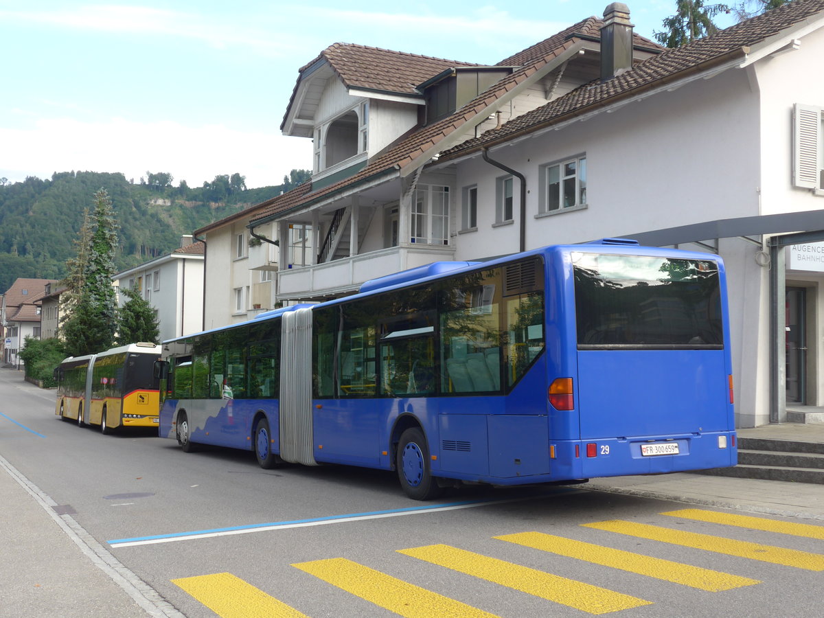 (208'591) - VZO Grningen - Nr. 29/FR 300'659 - Mercedes am 10. August 2019 beim Bahnhof Belp (Einsatz Intertours)